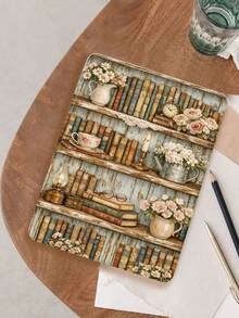 绿色书架图案平板电脑保护套，三折支架保护壳，兼容10.2/12.9英寸 Pro 11（2021/2020/第十代）/（A16）11英寸（第十一代，2025），兼容三星Galaxy Tab A8 10.5英寸（2022），Matepad 10.4/Tab，带笔槽，防摔，保护您心爱的设备，浪漫礼物 - 彩色 - 查看 4