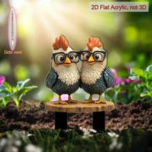 2D平面，1个2D经典公鸡亚克力花园标牌，适用于庭院、草坪、花坛，无需用电，2D印刷，2D平面 - A - 查看 4