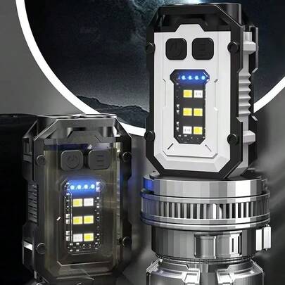 1pc Portable LED Flashlight Super Bright Mini Rechargeable LED Tail Magnet Torch With COB Side Emergency Light For Camping Hiking