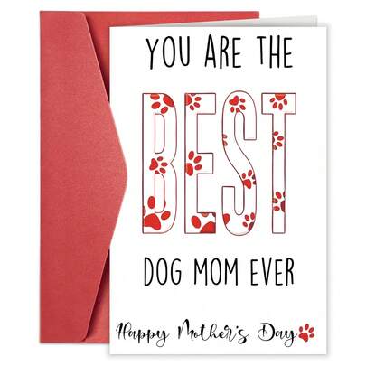 1pc Happy Mother's Day Card - Best Dog Mom Ever - Funny Greeting Card For Women Who LoveDogs - Celebration Card For Dog Mothers