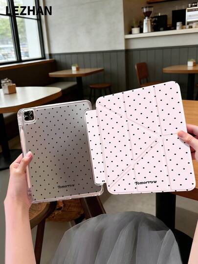 1pc Minimalist Polka Dot Design Y-Fold Flat Protective Case, Multi-Angle Rotating Stand Tablet Protective Cover, Compatible With IPad 2025/10th Gen/10.2" Pro 11 2021/2020/Mini6,7, Compatible With Samsung Galaxy Tab A8 10.5" 2022, With Pen Slot, Anti-Drop, Tablet Stand Protective Shell, A Romantic And Practical Gift For Tablet Users