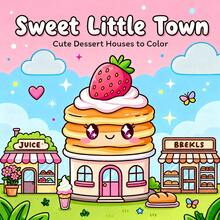 Sách tô màu Sweet Little Town với các họa tiết dễ tô, nổi bật với các nhân vật động vật đáng yêu, hoàn hảo để thư giãn và giết thời gian, món quà tuyệt vời cho bạn bè, các cặp đôi và gia đình, quà tặng Ngày của Mẹ, quà cho mẹ, quà tựu trường, đồ dùng học tập - Cửa hàng bánh kẹo - Xem 13