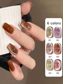 6色，每瓶12毫升，秋冬新款玄雅峰深色猫眼指甲油胶水，2026网络红人美白爆款闪亮猫眼胶水，美甲店适合所有女性在家DIY美甲沙龙，含LDE光底胶和覆盖胶，热销沙龙级风格，持久28天。 - 彩色 - 查看 5