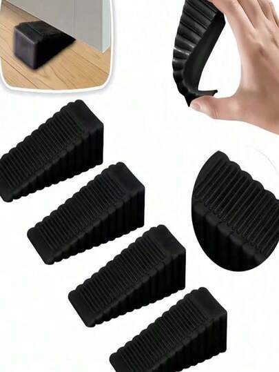 2pcs Heavy Duty Anti-Slip Silicone Door Stopper, Multifunctional Door Stopper/Noise Reduction Pad, Door Wedge, Door Bumper, Door Closer, Home Safety Door Stop, Door Catch, Door Clip, Wind-Proof Fixed Door Stopper, Door Chock, Floor Protective Pad, Door Stabilizer. No Drilling Required, Designed Specifically For Wooden Floors. Anti-Collision Door Stop, Drill-Free Movable Door Closer, Non-Slip Wear-Resistant, Suitable For Home And Office, Compatible With Various Door Types, Home Decor, Durable, Reinforced Material, Door, Door Stopper.