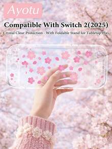 Ayotu 1 pièce Étui de protection transparent ultra-fin en TPU avec motif de fleurs de cerisier & pétales, compatible avec Switch OLED/Lite/New Switch2 (2025). Compatible avec le dock, sans retrait nécessaire. Résistant aux chocs & à la poussière. Plusieurs couleurs. Style romantique de printemps, style campagnard, Saint-Valentin, Nouvel An, saison de la rentrée scolaire. - Voir 7
