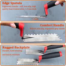 Juego de herramientas para azulejos de hormigón, paquete de 2 paletas de margen planas y cuadradas de acero al carbono, herramie - Ver 8