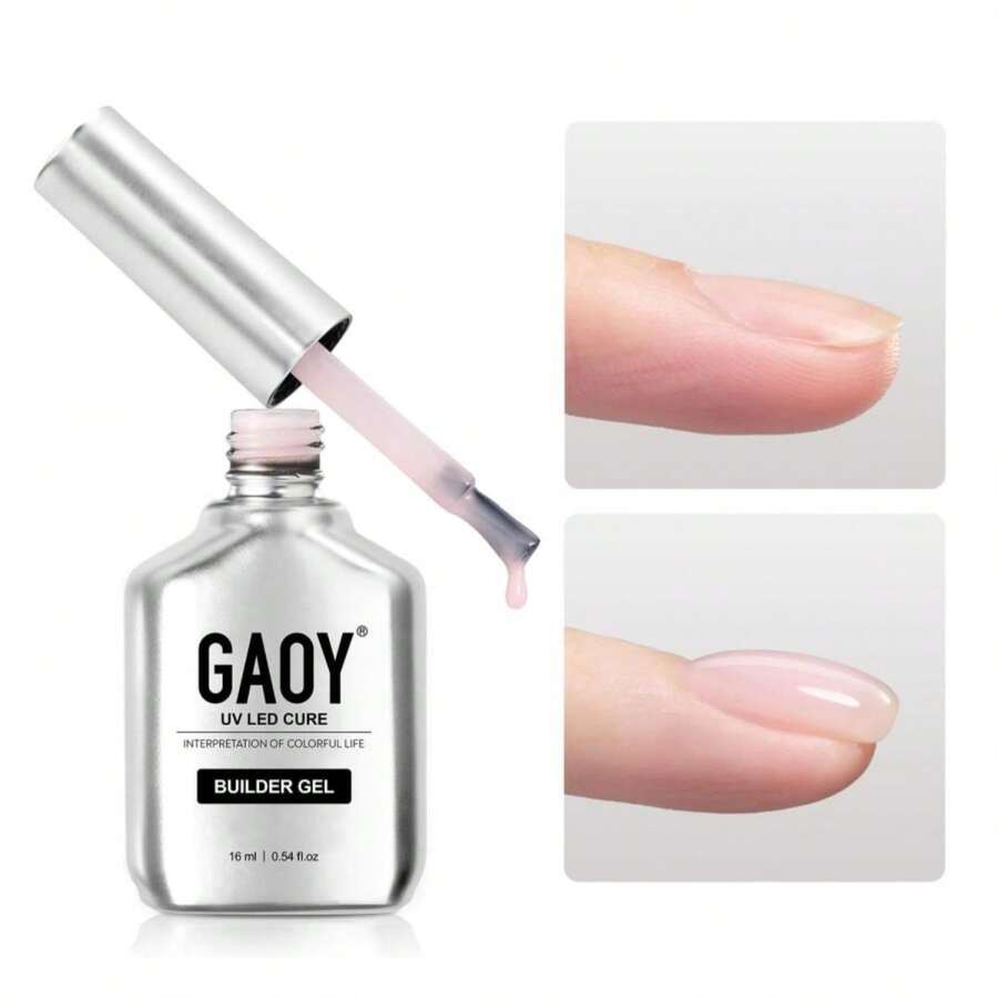 GAOY Builder Gel For Nails, 16ml Nail Strengthener In A Bottle, Nail Extension Hard Gel, Soak Off Long Lasting UV Light Cure, 1726 Baby Pink, Base Coat Top Coat Needed - ColorA - 查看 1