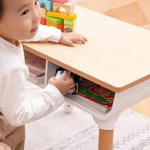 Mesa para Niños y 1 Sillas, Juego de Mesa y Sillas Ajustables en Altura para Niños, 65cmL x 55cmW Mesa de Actividades para Niños y Niñas de 3-8 Años - Blanco - Ver 7