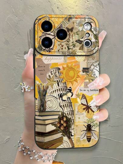 Funda de teléfono móvil con collage de viaje vintage a Italia - Diseño de la Torre Inclinada de Pisa y mariposa. Funda personalizada compatible con iPhone 17/17Pro/17Pro Max, 16, 15, 14, 13, 12, 11 Plus/Pro Max y Galaxy S21/23/24/25/ULTRA/PLUS/FE. Regalo para el Día de Pascua, decoración/regalo de Navidad, Halloween, cumpleaños, novia, novio, amigo o para ti mismo.