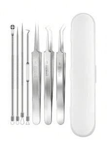12pcs/9PCS/8PCS/6PCS/5PCS/4PCS/Acne Needle Blackhead Cell Clip Set, Suitable For Pimples, Ingrown Hair Removal, Surface Floating Acne And Blackheads, Very Sturdy And Precise Needle Tips, Less Painful Than Other Acne Tools, Suitable For Professionals And Beginners, Tweezers Set More Sturdy, Not Easily Deformed, Perfect For Facial Blemishes And Pimple Extraction, Beauty Salon Use, Back To School Gift - Multicolor - View 10