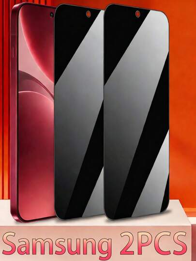 2Pcs Compatible With Samsung Series Tempered Glass Screen Protectors, Anti Peeping Tempered Glass Screen Protectors, A22 4G/A22 5/ A23 5G/A24/A34 / A25/ A30S A31/ A32 4G/A33 5G/ A40s/A41/ A50/ S23FE/ S24/ S24 Ultra/S24+/ S24FE Anti Static, Anti Shatter, Anti Oil Stains, Scratch Resistant, Anti Shatter, High-Definition Display, Smooth Touch, Ultra-Thin Design, 35 ° Privacy Protection, Precise Fit, Easy To Install