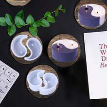 2件套阴阳太极蜡烛模具，石膏模具，花盆模具，阴阳硅胶模具，创意树脂浇铸模具，适用于手工烛台、肥皂、家居装饰香氛硅胶模具 - A-2PCS - 查看 8