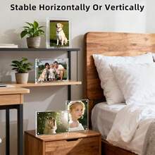 Acrylic Picture Frames 3 Pack, 20% Thicker 20mm Clear Lucite Frameless Block, Double-Sided Freestanding Magnetic Photo Display, UV-Resistant Transparent Desktop Frame For Home, Office And Gifts - 5*7(3包裝) - 查看 6