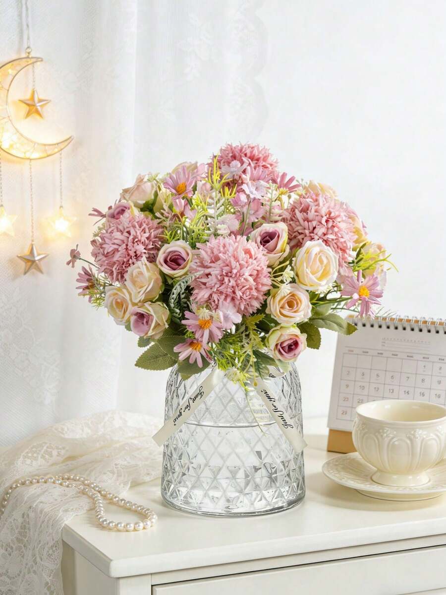1pc 10.62 Inch Romantic Artificial Daisy Rose Fake Plant Plastic Centerpiece Decor, Suitable For Spring/Autumn Wedding Vase Floral Arrangement, Applicable For Mother's Day/Father's Day/Holiday Birthday/Party Decoration/Wedding/Room/Home/Kitchen/Bedroom/Living Room/Dining Table Decor/Bridal Bouquet/Outdoor Garden Decor, Ramadan Decor, Birthday Party Supplies, New Year Gift, Valentine's Day Gift - Purple - View 1