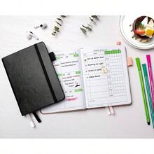 Weekly Planner With Calendar 160 Pages Habits Tracker Journal Organizers 4.3x5.8 Inch Portable Notebook For Daily Planning Study Work Travel Black Red Green Blue - black - 查看 6