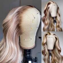 Blonde Highlight Lace Front Wigs Human Hair Body Wave 13X4 Hd Lace Frontal Wigs Human Hair Honey Blonde Colored Water Wave Glueless Wigs Human Hair For Women Cosplay Wig - 強調 - 查看 2