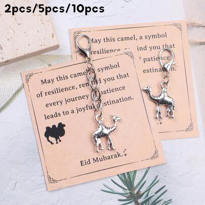 2/5/10pcs Positive Camel Keychain, Camel Print Inspirational Card, Ramadan Encouragement Token. Best Team Keychain Gift Set, Motivational Gift For Friends, Family, Loved Ones, Classmates And Colleagues - "Celebrate Your Past Resilience, Accompany Your Future Journey"