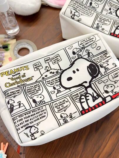 SNOOPY 1个史努比主题收纳袋，适合日常学习和通勤时整理小物件，可用作笔袋、化妆包或杂物收纳袋，也可用于返校季、学习用品、节日、生日、派对礼物等场合。