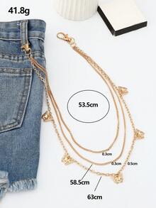 1pc Women's Fashion Elegant Gold Multi-Layer Butterfly Waist Chain, Suitable For Daily, Festivals, Parties, Music Festivals, Vacations And Travel - Gold - View 6
