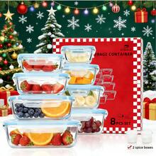 Stozle 18PCS (8 Lids + 8 Containers + 2 Seasoning Boxes) Airtight Glass Food Storage Gift Set, Lids With Air Holes, Perfect For Meal Prep, Lunch - Airtight Storage | Durable Glass, Ideal For Birthday | Party | Festival Gifts - 薄荷藍 - 查看 12