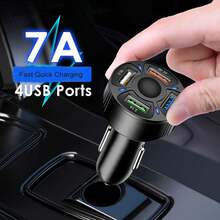 Black Car Charger – 4 USB Ports (1 in 4), QC3.0, Fire Retardant, Multi-Protection, 12-32V Universal, Plug & Play - A - Ver 6
