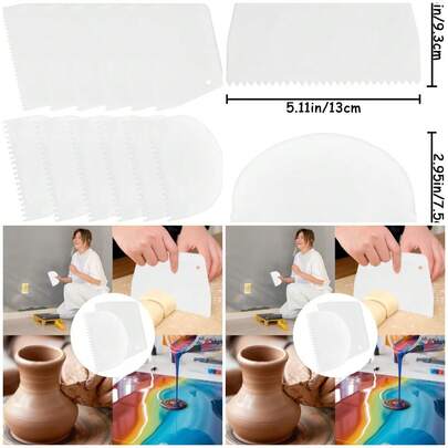 12 esparcidores adhesivos reutilizables para esparcidores de pegamento, paleta de plástico, paleta de muesca blanca, kit de apli