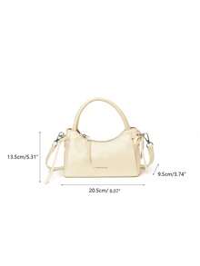 New Fashionable & Elegant Solid Color PU Leather Bow Tie Decor Mini Handbag For Women - White - View 10