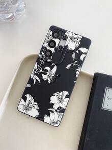 Flower Creative Minimalist White Floral Pattern Black Pupil Shockproof TPU Phone Case, Suitable As Holiday Gift Compatible With Samsung, Nothing, Pixel, Series - Multicolor - View 4