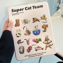 可爱卡通小猫图案第11代平板电脑保护套，适用于Pro 2025新款第10代、Air 7/6、11英寸平板电脑，时尚平板电脑保护套，带笔槽 - 白色 - 查看 3