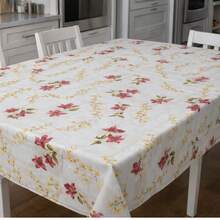 Toalha Térmica de Mesa Flores Vermelhas Impermeável Antiderrapante Lavável Decoração Cozinha - Branco - Visão 8