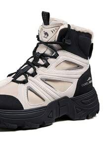 CAMEL CROWN 男士春季户外耐磨防滑厚底防撞徒步马丁靴 - 淺灰黑 - 查看 4