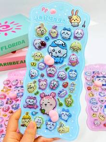 （随机1张）可爱卡通桌面贴纸 - 为您的键盘、显示器、文件夹和办公用品增添趣味和轻松的氛围 - 彩色 - 查看 6