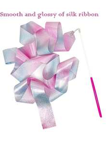 Sparkling Star Artistic Gymnastics Ribbon, Pink Blue Gradient Dance Streamer Ribbon, Shiny Glitter Star Long Dance Ribbon, Gradient Color Art Gymnastics Prop, Lightweight Smooth Dance Decoration Ribbon For Ballet Performance, Stage Show, Aerobic Gymnastics And Daily Practice, Ideal Back To School Gift, Dance Season Essential, Travel Performance Must-Have & Holiday Present, Fashion Aesthetic Art Accessory For Girls Students Dance Lovers Indoor Outdoor Use - Multicolor - View 7