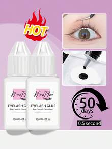 2pcs 12ml Professional Eyelash Extension Glue, Quick Drying, Waterproof, Long-Lasting 6-7 Weeks, Suitable For DIY Cluster Lashes And Semi-Permanent Sensitive Eyelash Extensions - Black - View 10