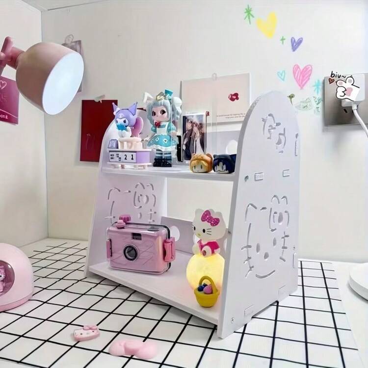 SANRIO （授权）多功能桌面收纳架，多层置物架，学生书架，家居/宿舍书籍及化妆品收纳架，完美礼物 - 彩色 - 查看 2