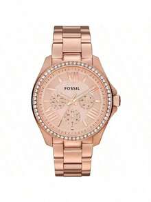 Fossil Women's Luxury Rose Gold Stainless Steel Watch, Crystal Bezel With Roman Numerals, Multifunctional Boyfriend Style Wristwatch AM4483 - Rose Gold - View 4
