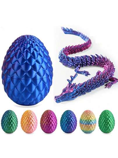 1/2/3/4/6pcs 3D Printed Dragon Egg Figurines, Comes With Gift Bag, Movable Joints, Modern Home/Office/Event Decor, Collectible Statue, Collectible, Event Display, Decorative Sculpture, Modern Design, High-Definition Printing, Crystal Carving, Display Piece, Dragon Figurine, Collector's Choice, Fantasy Enthusiast Christmas Stocking Stuffer