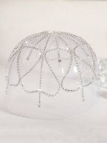 Modny, luksusowy naszyjnik z zawieszką w kształcie łezki z siateczki, efektowny dodatek do biżuterii na imprezę dla kobiet - Srebro - Zobacz 3