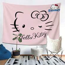 1件装 Sanrio Hello Kitty 粉色挂毯 动漫卡通可爱房间装饰美学 适用于卧室客厅宿舍艺术家居装饰派对背景布 墙布 粉丝礼物 - 彩色 - 查看 4