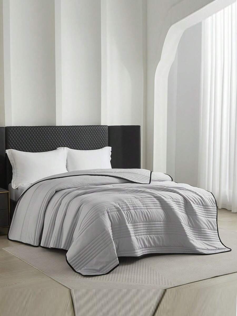 1 buah Selimut/Blanket Musim Panas Ringan Bergaya Minimalis Lembut & Nyaman, Cocok untuk Semua Musim, Dapat Dicuci, Cocok untuk Tempat Tidur Tunggal/Ganda, Hotel, Berkemah, Dekorasi Rumah | Desain Quilted Modern | Timbul Gelombang, Dekorasi Musim Gugur, Dekorasi Kamar - Grey - View 1