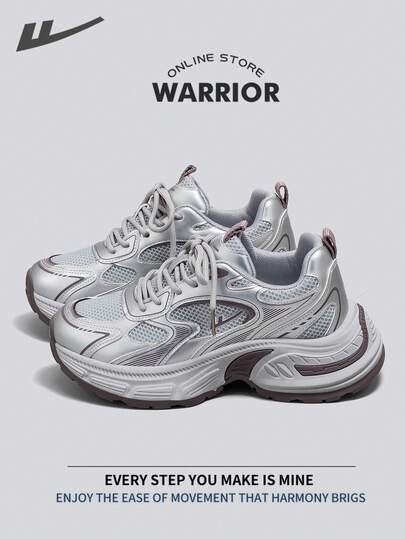 WARRIOR 女式舒适街头风厚底运动鞋，春夏舒适跑步鞋，简约休闲又不失时尚感，四季皆宜，耐磨耐穿，适合全天穿着的训练鞋