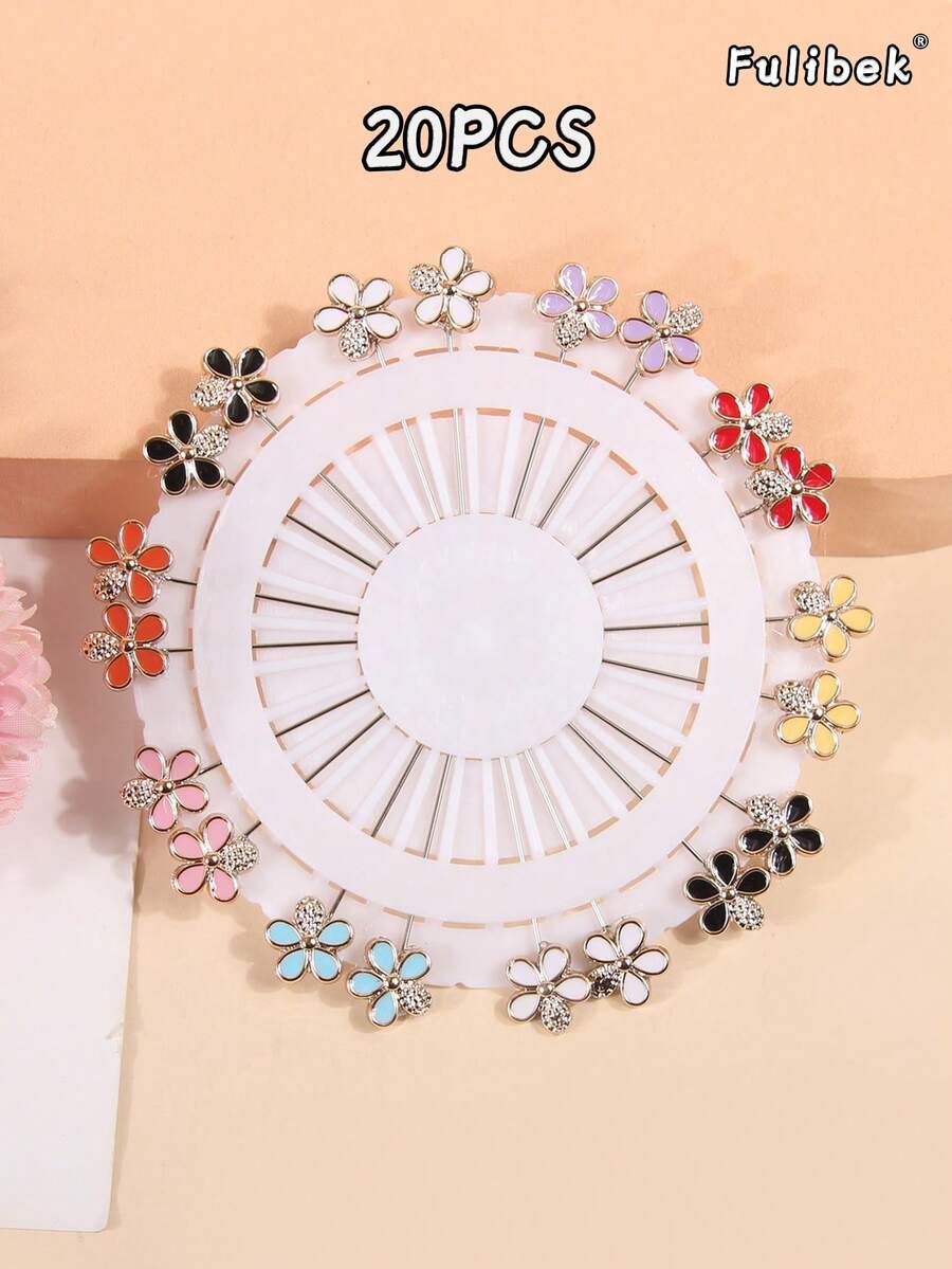 1 paquete/20 piezas Broches de resina estilo retro, color aleatorio entregado Broche de moda - Multicolor - Ver 1