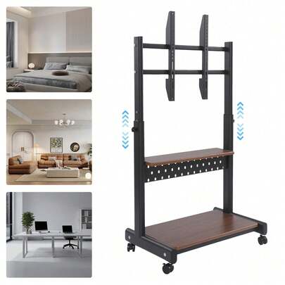 SanBouSi TV Stand With Wheels, Adjustable Height TV Stand, TV Stand