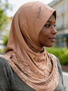 1pc Elegant Polyester Fiber Gilded Headscarf, Casual Breathable Versatile Chiffon Scarf, Suitable For All Seasons - Multicolor - View 8