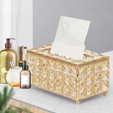 [Tempat Tisu Kristal Mewah] Tempat Tisu Kristal Elegan Berbingkai Emas Gaya Eropa | Struktur Besi Cor, Desain Kaca Potongan Bening, Dekorasi Rumah Mewah, Dekorasi Meja Makan | Kotak Kaca Potongan - MultiWarna - View 9