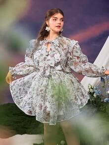 Faeriesty Elegant Princess Sleeve Two Pieces Set For Garden Wedding Photoshoot, Romantic Portrait Session, And Outdoor Engagement Celebration. - White - View 8
