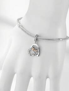 1 件极简 925 纯银动物雪纳瑞锆石镶嵌吊坠珠 DIY 纪念中性生日礼物 - 銀色 - 查看 4