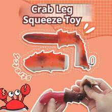 1个逼真螃蟹腿软萌玩具，减压捏捏乐，柔软解压玩具，史迪奇玩具，旅行玩具，课堂解压玩具，迷你洗澡玩具，生日、圣诞节、复活节、万圣节、感恩节的完美礼物 - 彩色 - 查看 3