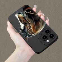Funda pintada de TPU mate con diseño de ojo de ángel de caballo - Negro - Ver 5