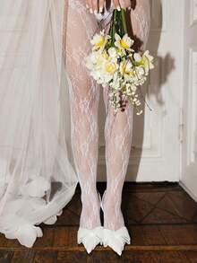 1双别致蕾丝风连裤袜 - 性感妩媚的尼龙丝袜，尽显办公室优雅气质 - 彩色 - 查看 2